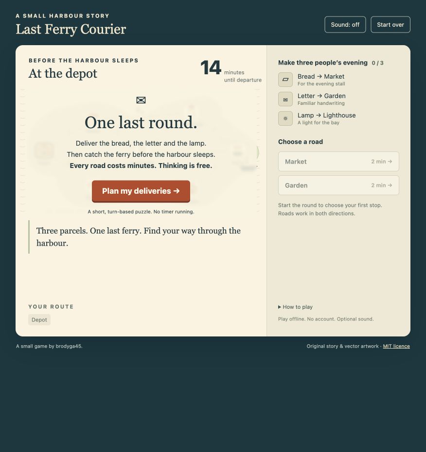 Last Ferry Courier, actual application preview